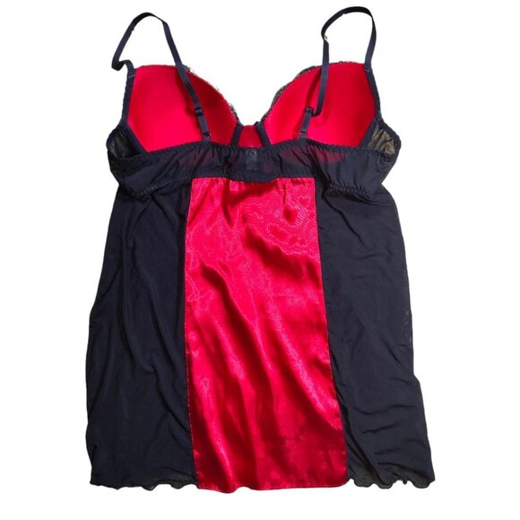 Black and Red Goth Satin Mesh Lingerie Babydoll Cami Lace Top Apt 9 Size XL - Picture 2 of 5